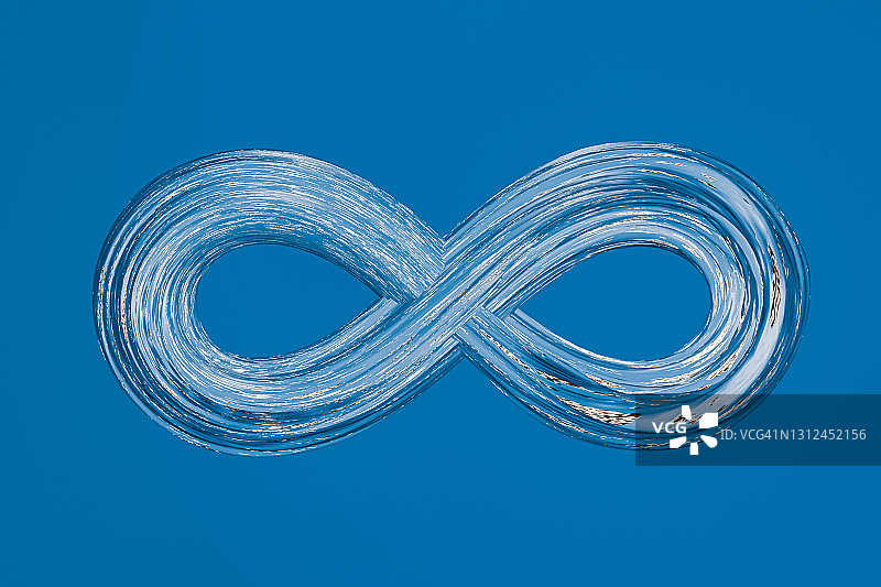 蓝白无限符号3D糖果质感，红色背景图片素材