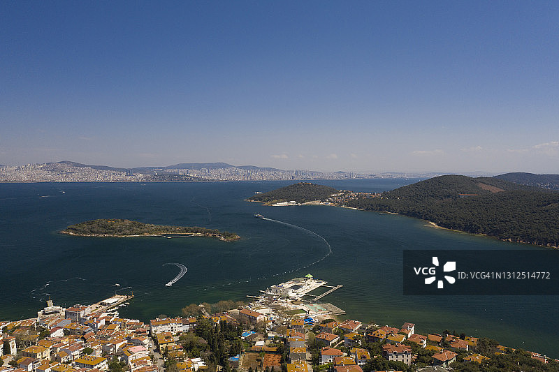 从山上看到的伊斯坦布尔王子群岛景色图片素材