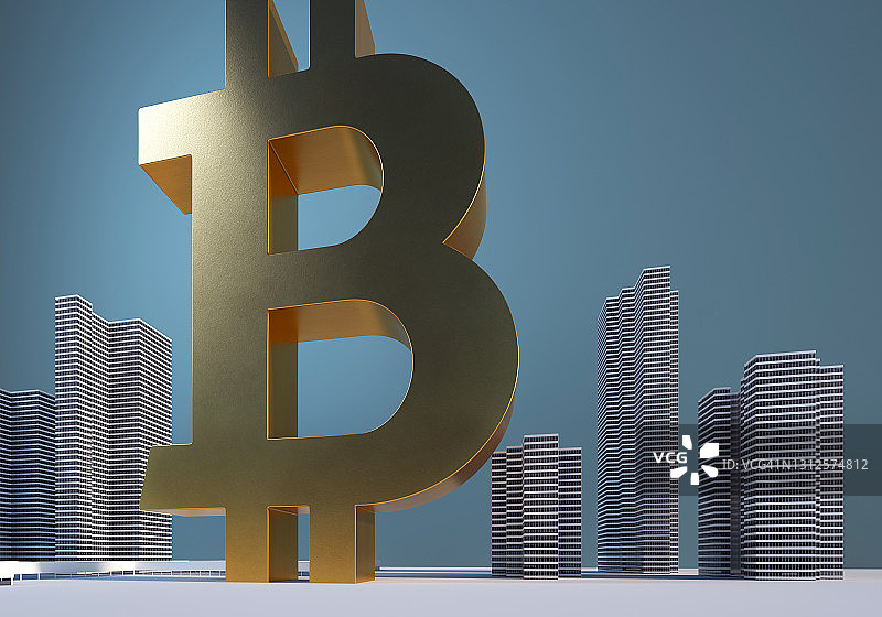 巨大的比特币标志图片素材