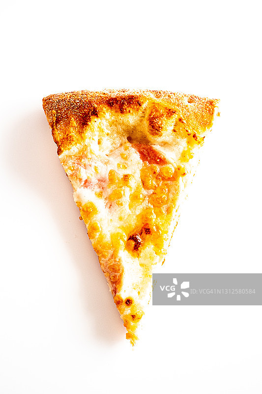 白色背景火腿奶酪披萨块图片素材