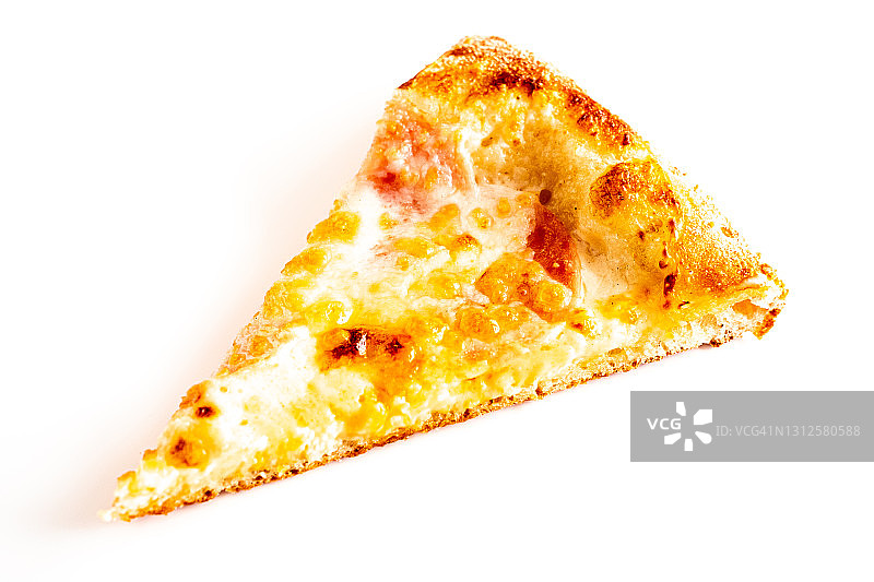 白色背景火腿奶酪披萨块图片素材