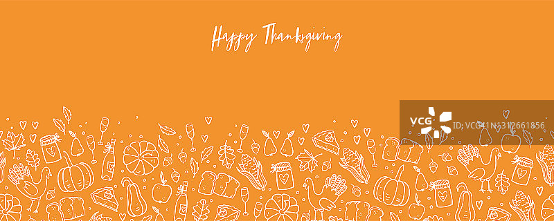 可爱的手绘感恩节无缝图案，适用于banner、壁纸、包装、纺织品的矢量设计图片素材