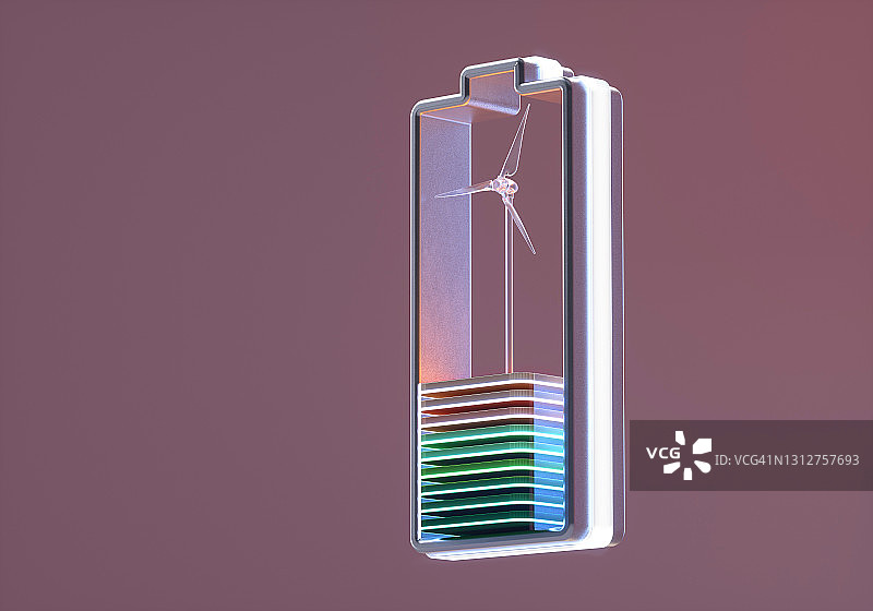 风力涡轮机为电池充电图片素材