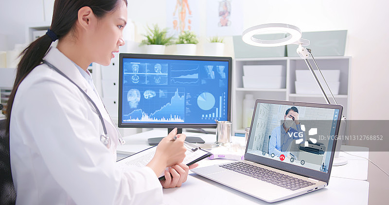 平板电脑上的远程医疗概念图片素材
