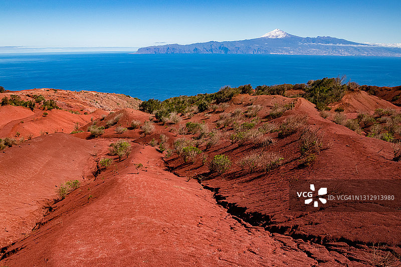 西班牙特内里费岛泰德峰的高视角景观图片素材