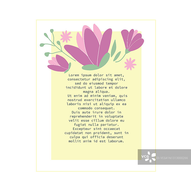 手绘叶子紫色玉兰花图片素材