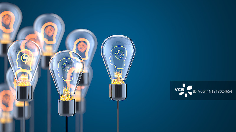 创新与新想法灯泡概念图片素材