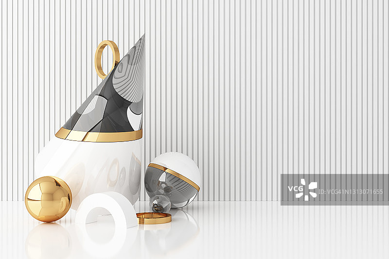 金色玻璃质感几何造型产品展示台样机2.5D渲染图片素材