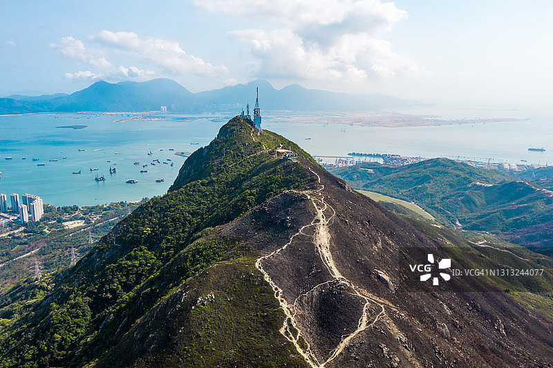 香港青山发电站的无人机视角图片素材