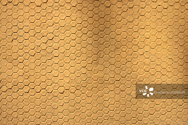 浅橙黄色六边形瓷砖外墙图片素材