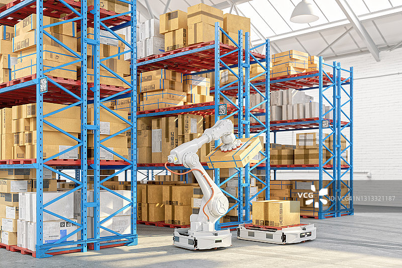 机器人管理的智能仓库图片素材