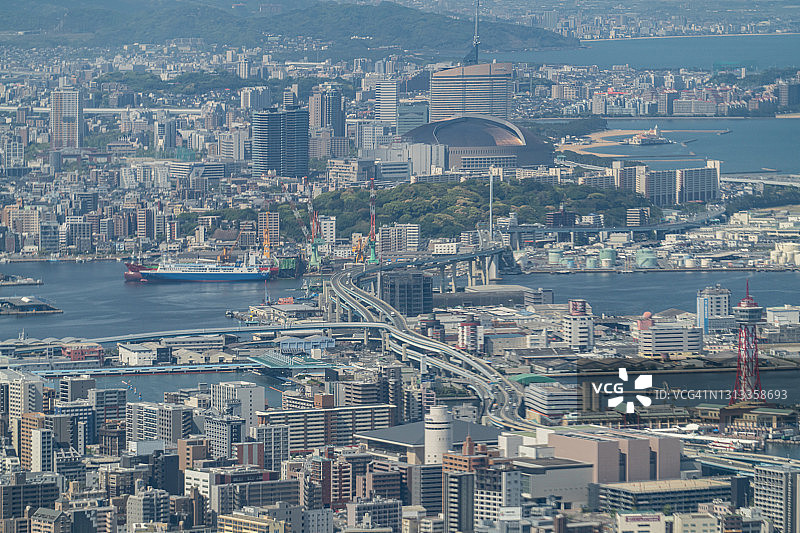 日本福冈市飞机航拍景观图片素材