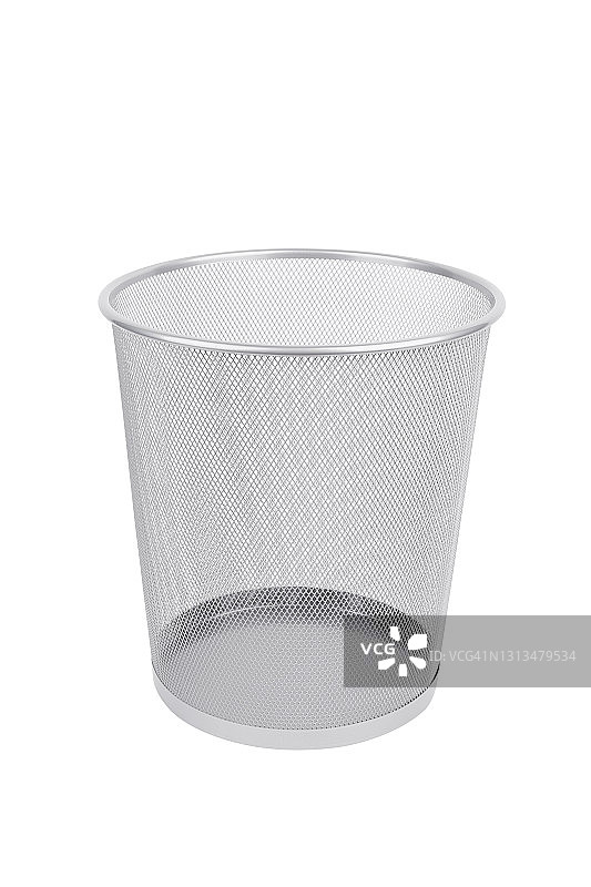 白色背景上的金属废纸篓图片素材