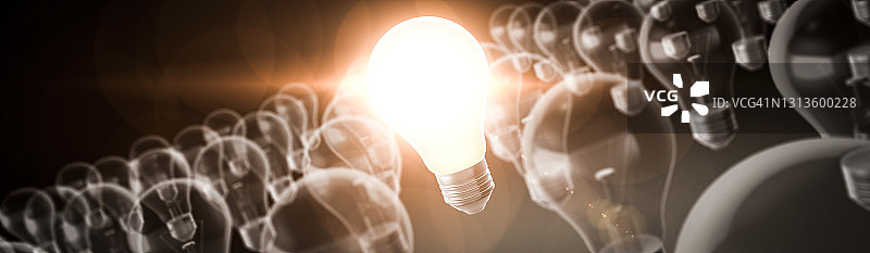 带有想法或思考的灯泡概念3D渲染图片素材