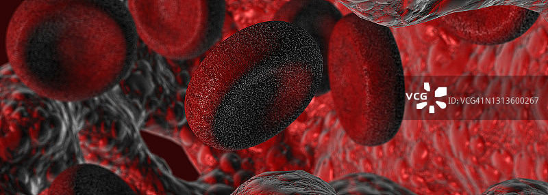 血管中漂浮的血细胞3D渲染图片素材