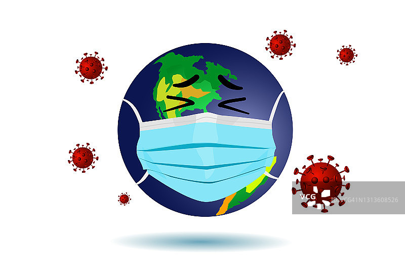 戴口罩预防新型冠状病毒全球概念图图片素材