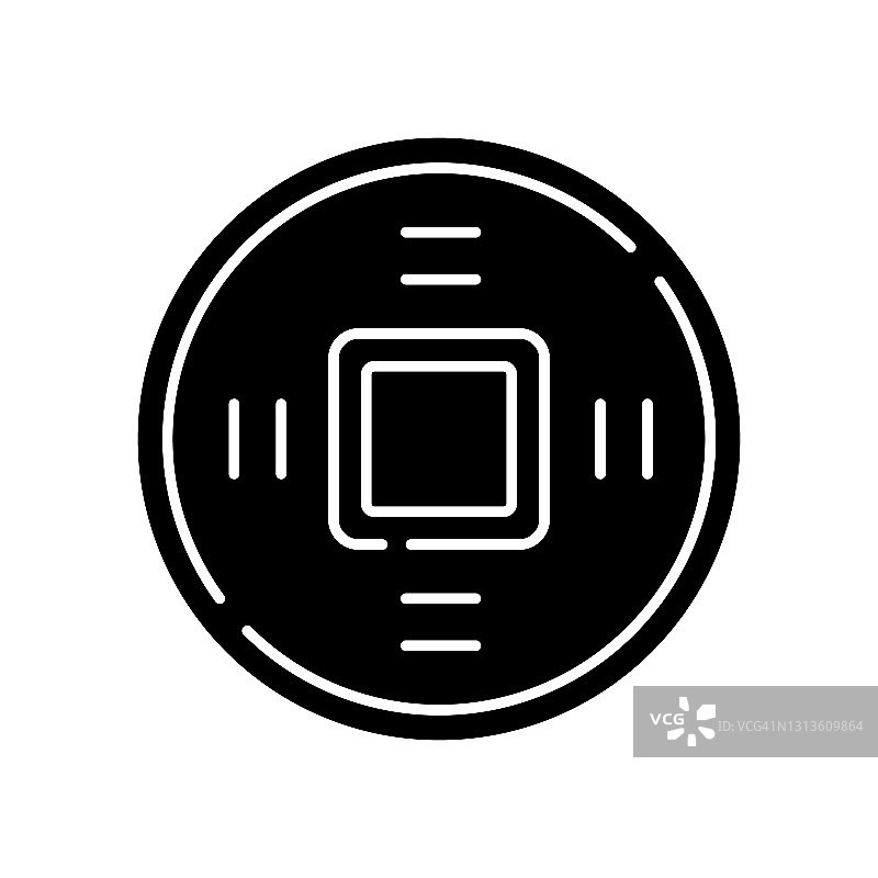 中国风古代钱币黑色图标图片素材