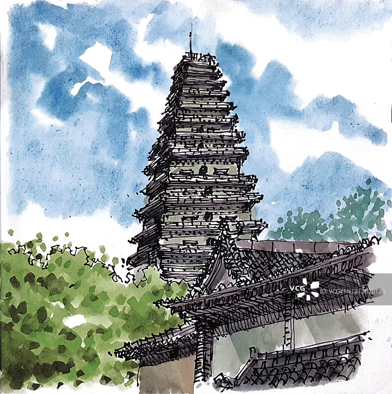 中国西安小雁塔图片素材