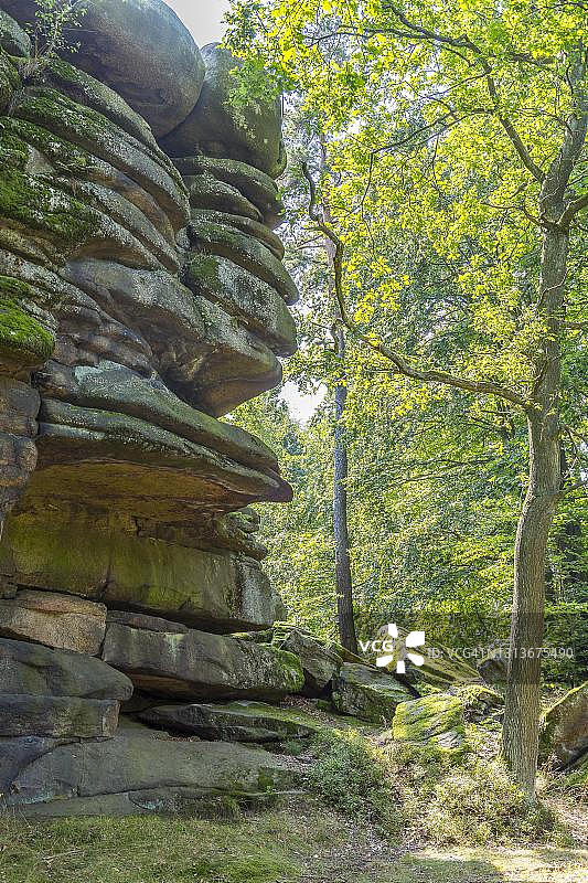 德国萨克森州格尔利茨附近柯尼希斯海纳山脉的托滕斯坦岩层图片素材