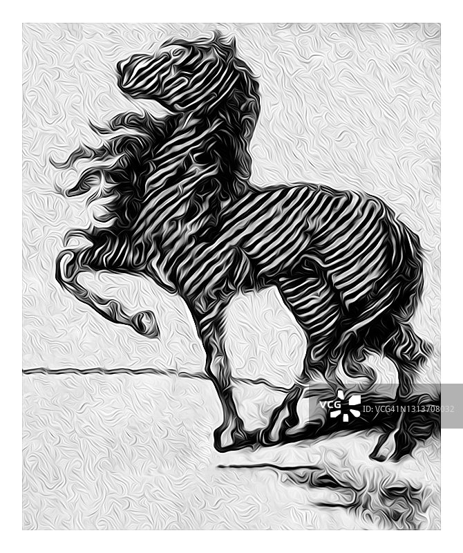 古老的雕刻插图：黑马图片素材