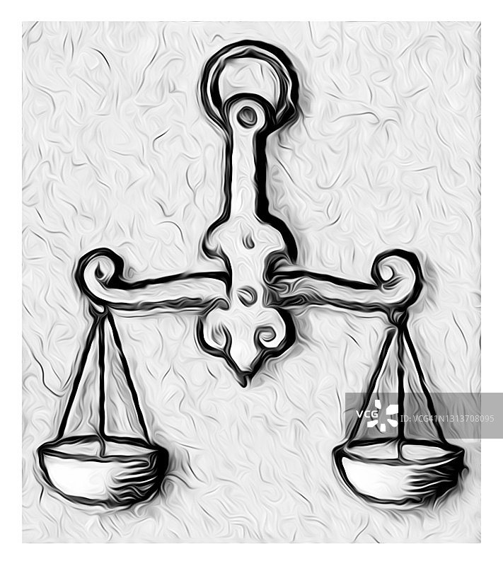 古老的平衡天平雕刻插图图片素材