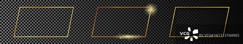 金色发光矩形框架图片素材