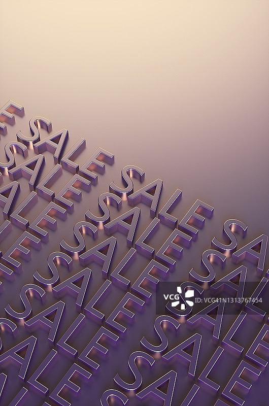 带有“SALE”字样的青铜金属色波普艺术背景。3D插画图片素材