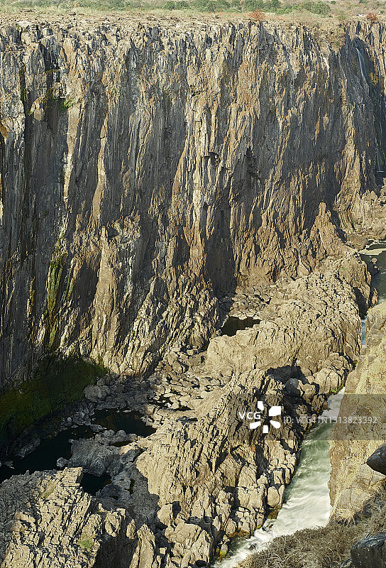 旱季津巴布韦一侧的维多利亚瀑布缺水景象图片素材