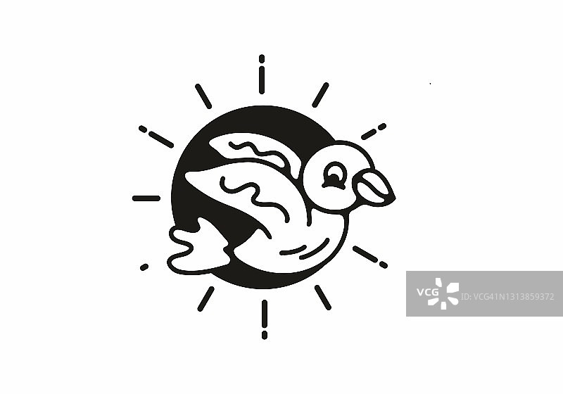 飞行鸟类设计黑色线条艺术插画图片素材