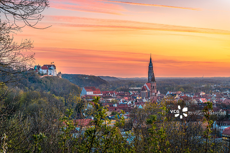兰茨胡特春日日落景观图片素材