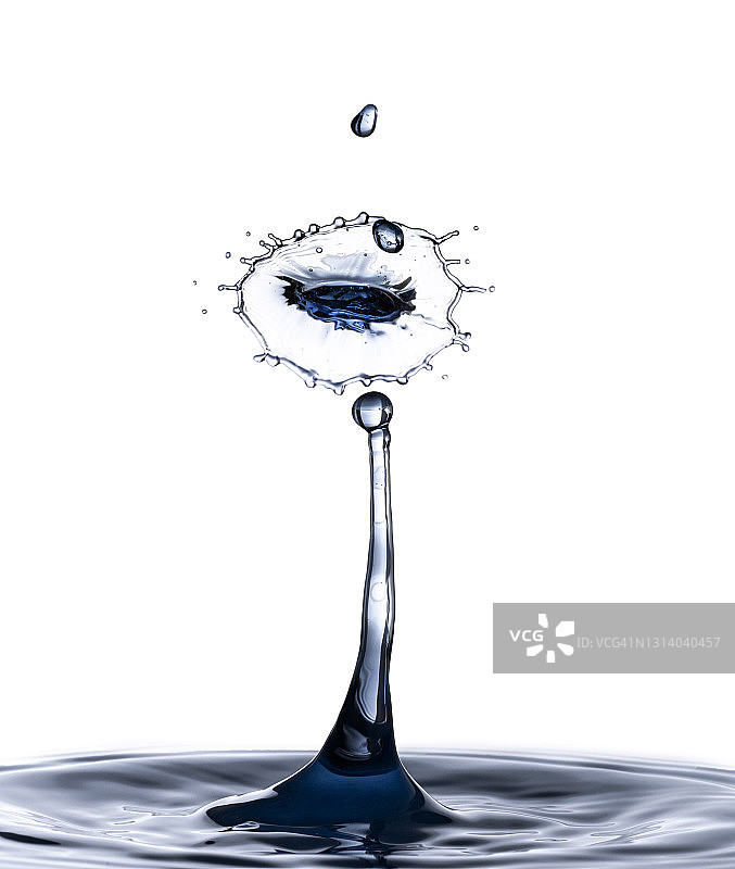 水滴碰撞（蘑菇状），白色背景图片素材