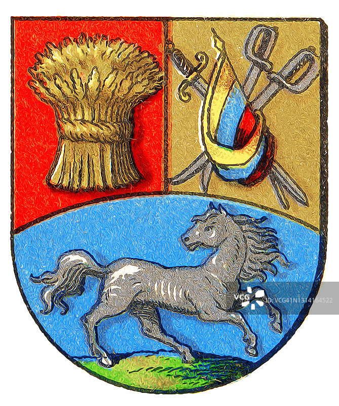 委内瑞拉国徽老式雕刻插图图片素材