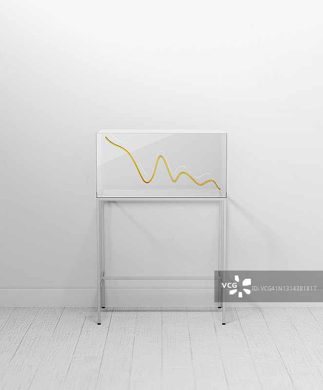 金色模型图表线，呈现下降趋势图片素材