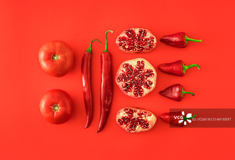 俯视角度拍摄的水果蔬菜背景图片素材