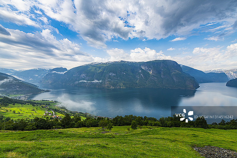 挪威奥兰峡湾高角度景观图片素材