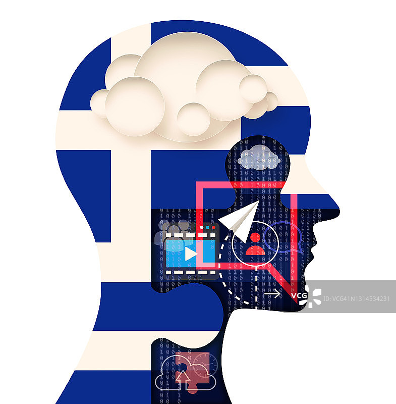 白色背景上的希腊社交媒体图片素材