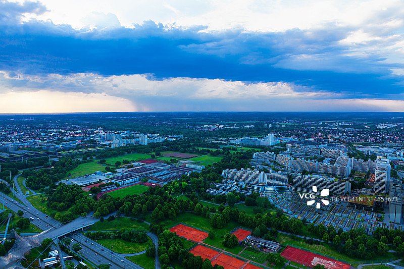 慕尼黑现代区鸟瞰图图片素材