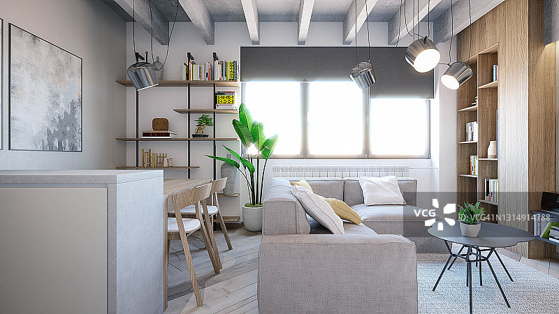 室内设计客厅效果图3D渲染图片素材