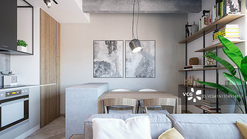 室内设计客厅效果图3D渲染图片素材