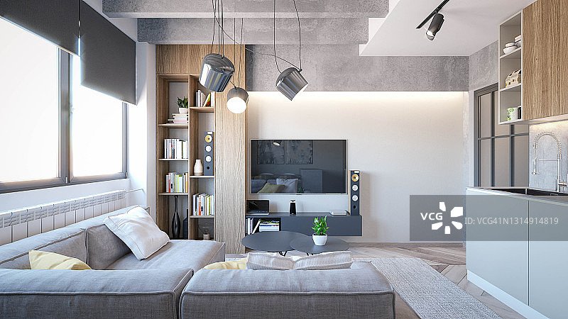 室内设计客厅效果图3D渲染图片素材