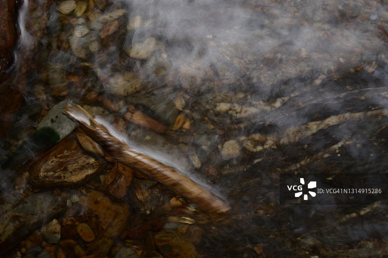 河流中的水流与小树枝图片素材