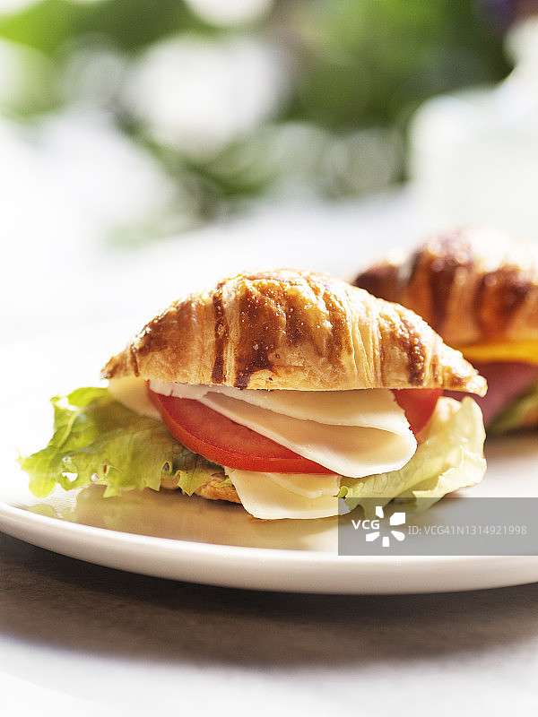 牛角三明治，奶酪迷你牛角三明治，火腿奶酪牛角三明治图片素材