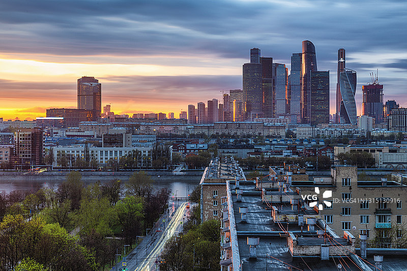 莫斯科国际商务中心的城市天际线图片素材