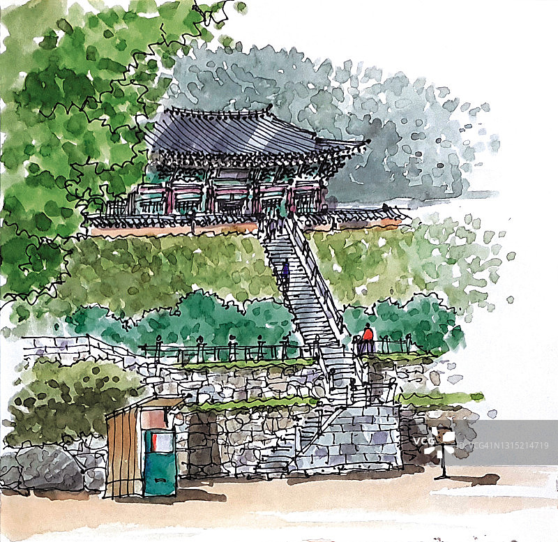 韩国仁川席毛岛菩门寺图片素材