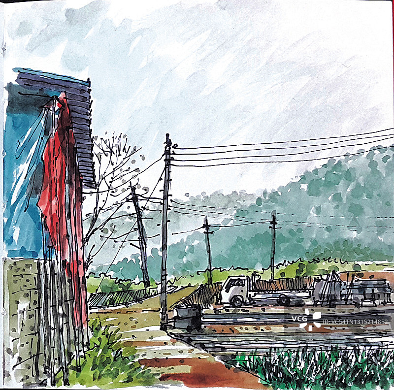 韩国尚州蓬江村的风景图片素材