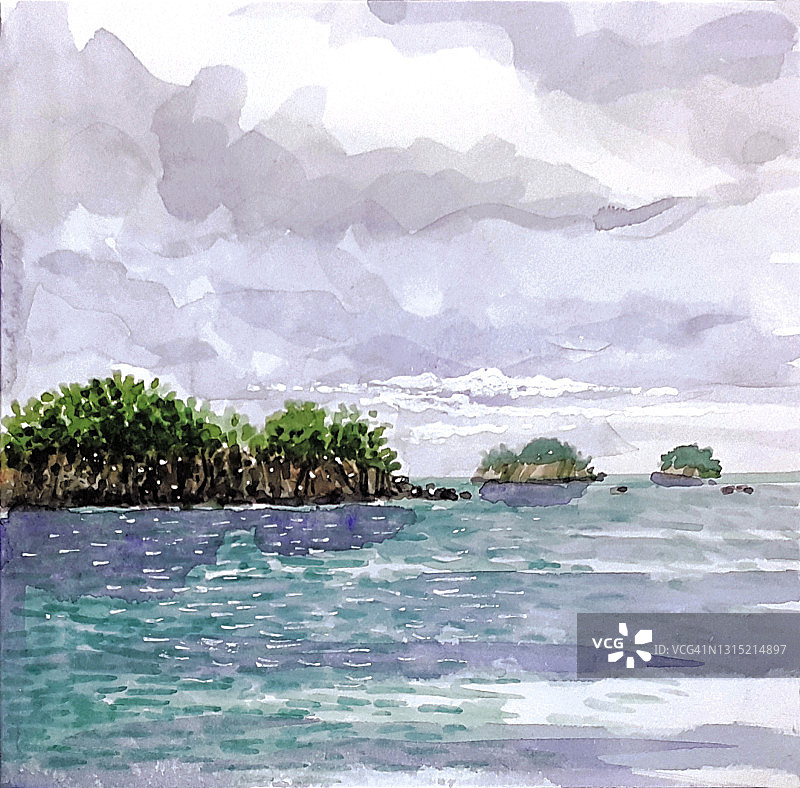 韩国统营市欲知岛水道图片素材