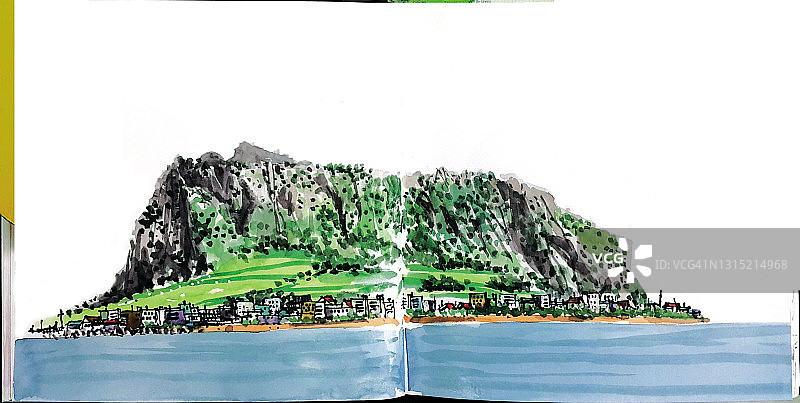 韩国济州岛城山日出峰凝灰岩锥图片素材