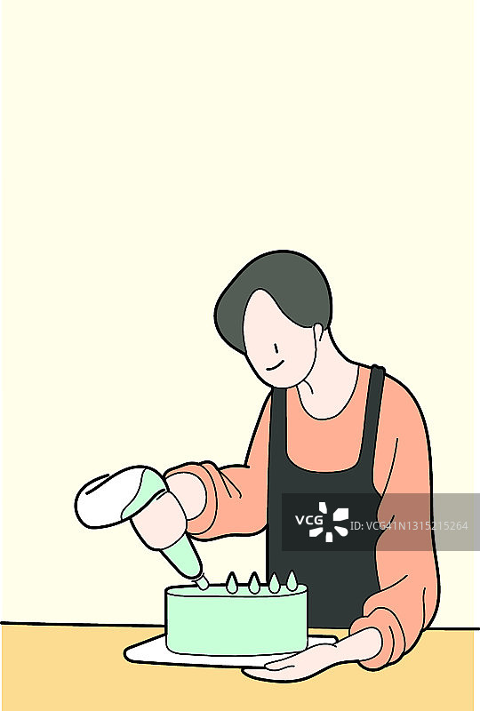 男子制作蛋糕图片素材