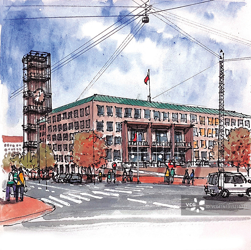 丹麦奥胡斯市政厅图片素材