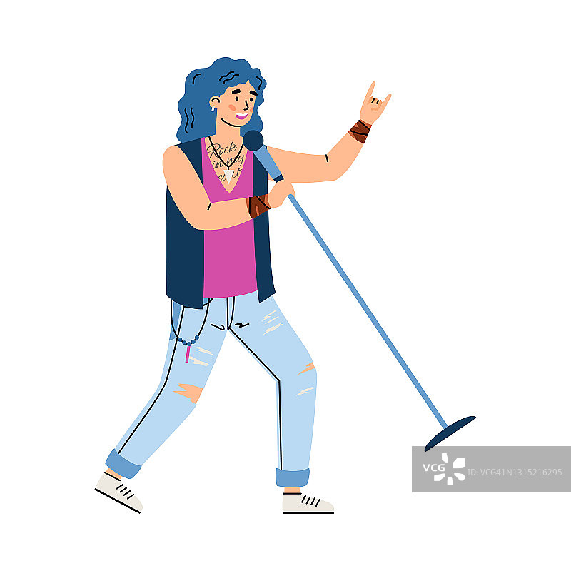 男人摇滚歌手演唱会持麦克风图片素材